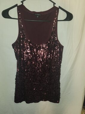 Express Burgundy Sequin Tank Top